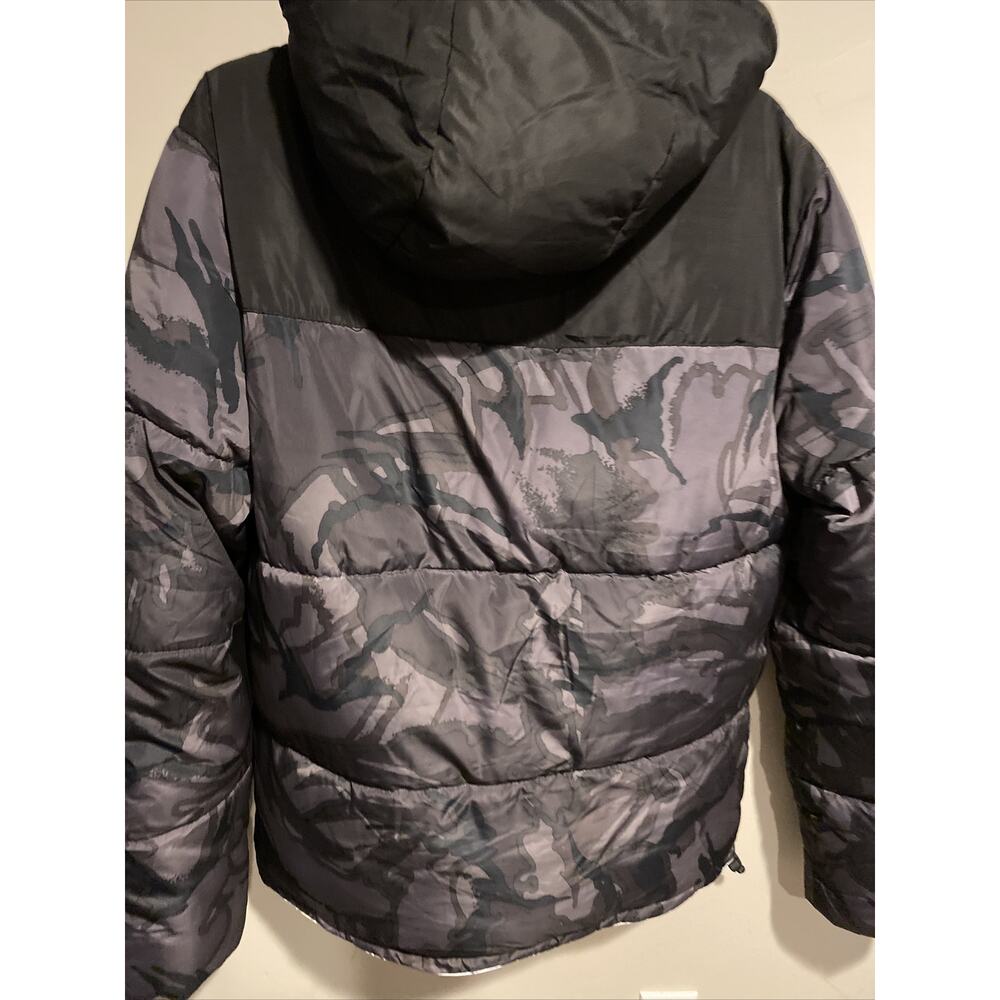 Super Dry Mens Quilted Everest Black Gray Camo Winter Jacket Outerwear Sz XL - Picture 4 of 10